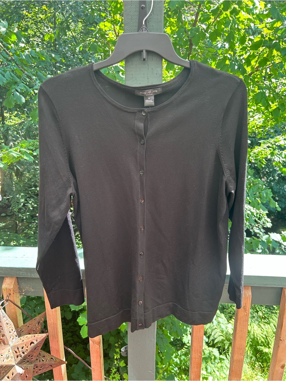 august silk Black Button-Front Knit Top